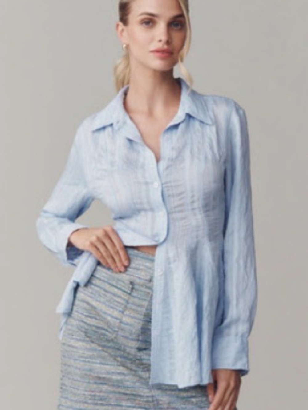 NWT Maeve Pale Blue Striped Button-Down Shirt